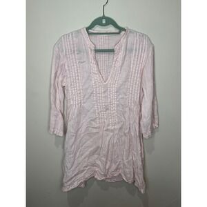 CP Shades Regina Tunic Light Pink sz XS 100% Linen 3/4 Sleeves